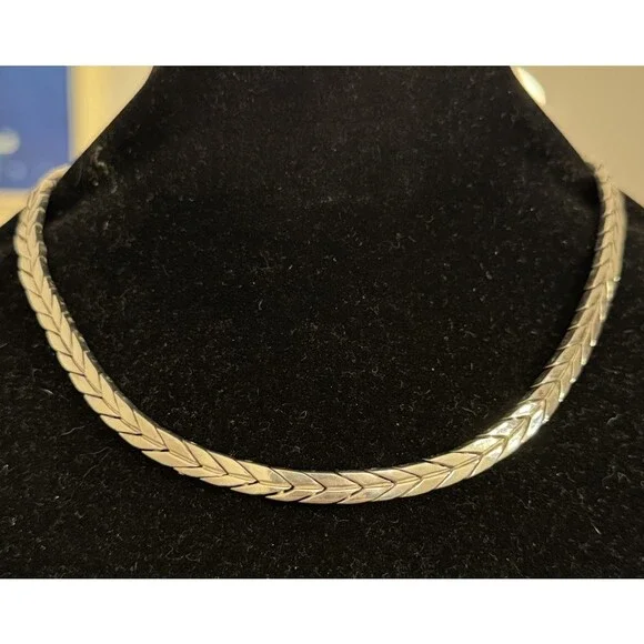Designer RAJU 925 Sterling Silver Mexico Heavy Arrow Wheat Chain Link Necklace